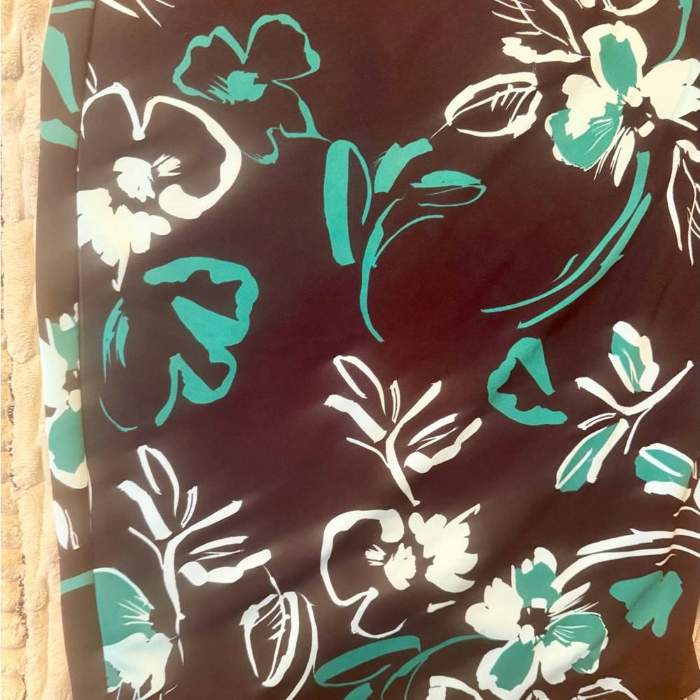 Alfani Teal and White Floral Swim Sarong